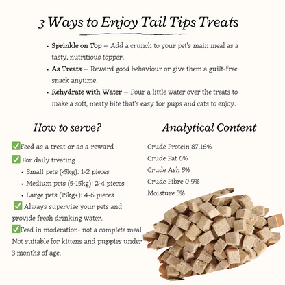 Ducky Delights - 100% Freeze-Dried Duck Treats | Novel Protein | Tail Tips UK