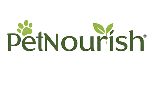PetNourish logo with green text and paw print on a white background