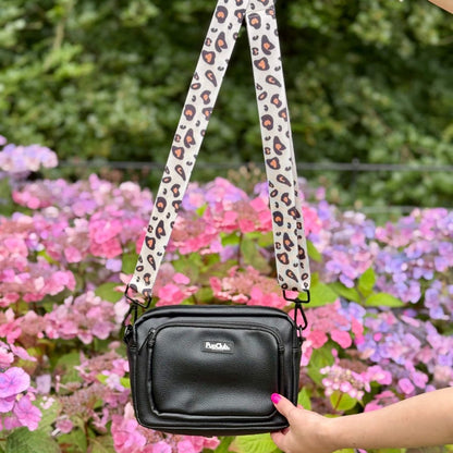 Crossbody Dog Walking Bag - Vegan Leather Black