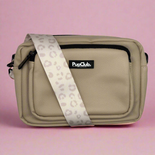 Crossbody Dog Walking Bag - Vegan Leather Tan